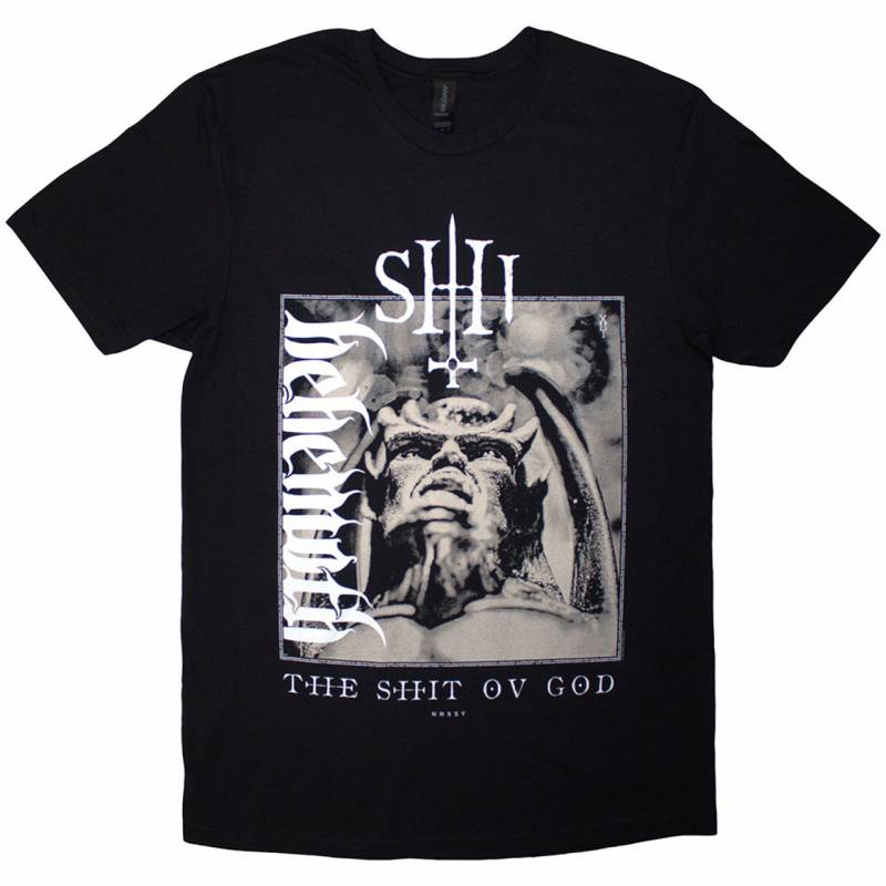 【予約商品】BEHEMOTH バンドTシャツ ユニセックス: The Shit Ov God Vertical Logo Cover (Black) (Back Print)
