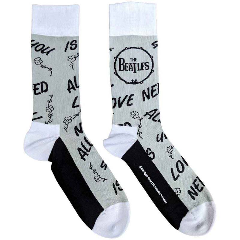 【予約商品】THE BEATLES Unisex Ankle Socks: All You Need Is Love & Drum (Grey) (UK Size 7 - 11)