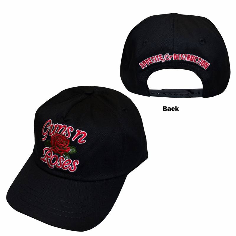 【予約商品】GUNS N' ROSES Unisex Baseball Cap: Appetite for Destruction Rose (Black) (Back Print)