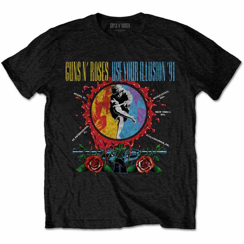 【予約商品】GUNS N' ROSES バンドTシャツ ユニセックス: Use Your Illusion Circle Splat (Black)