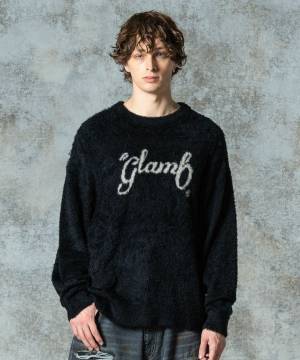 【予約商品】glamb(グラム)GB0325/KNT06 : Spin Logo Shaggy Knit / スピンロゴシャギーニット - Black