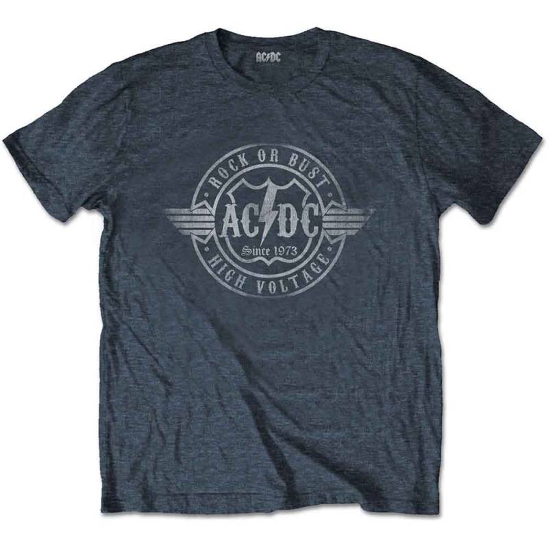 【予約商品】AC/DC バンドTシャツ ユニセックス: Rock or Bust (Heather Grey) - HEATHER GREY