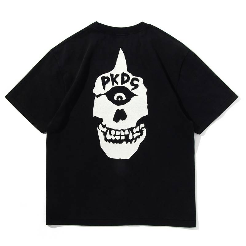 【予約商品】PUNK DRUNKERS (パンク・ドランカーズ) 一つ目スカルTEE - H.BLACK