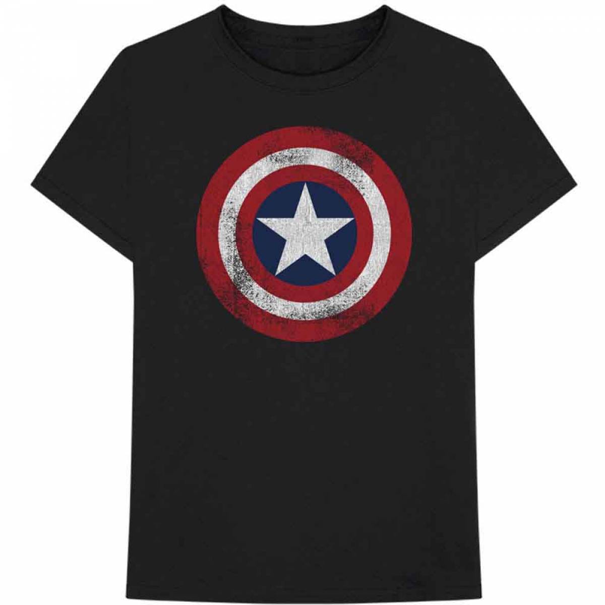 【予約商品】Marvel Comics ユニセックスTシャツ: Captain America Distressed Shield