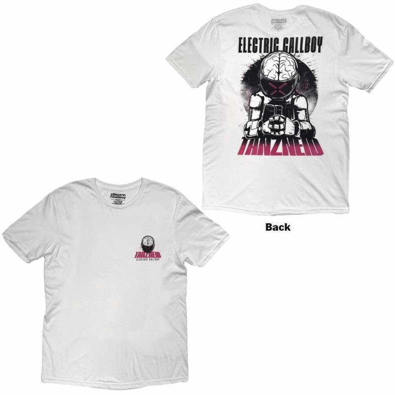 ELECTRIC CALLBOY バンドTシャツ ユニセックス: Tanzneid Robot (White) (Back Print)