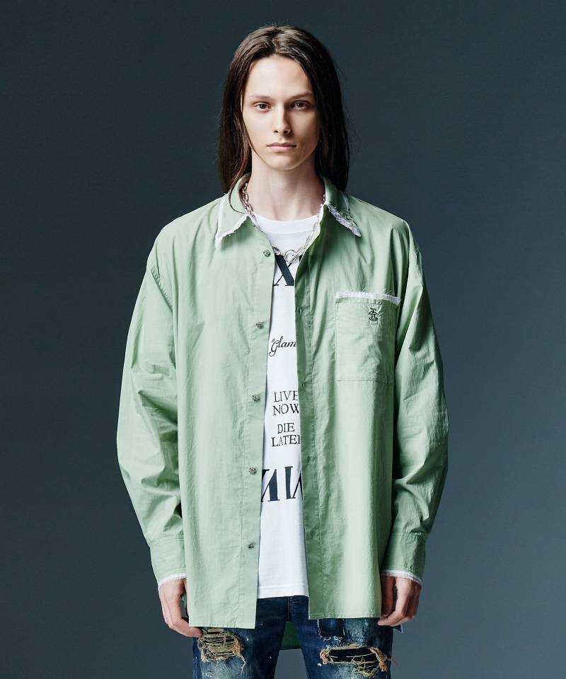 【予約商品】glamb(グラム) Eaten Apple Layered Shirt / イートゥンアップルレイヤードシャツ - Green