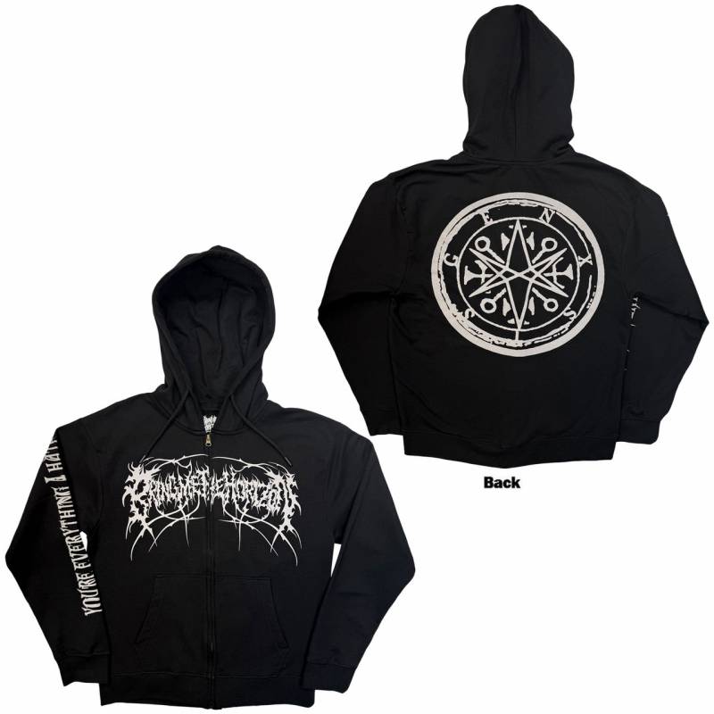 【予約商品】BRING ME THE HORIZON Unisex Zipped Hoodie: Metal Logo Genxsis (Black) (Back Print)
