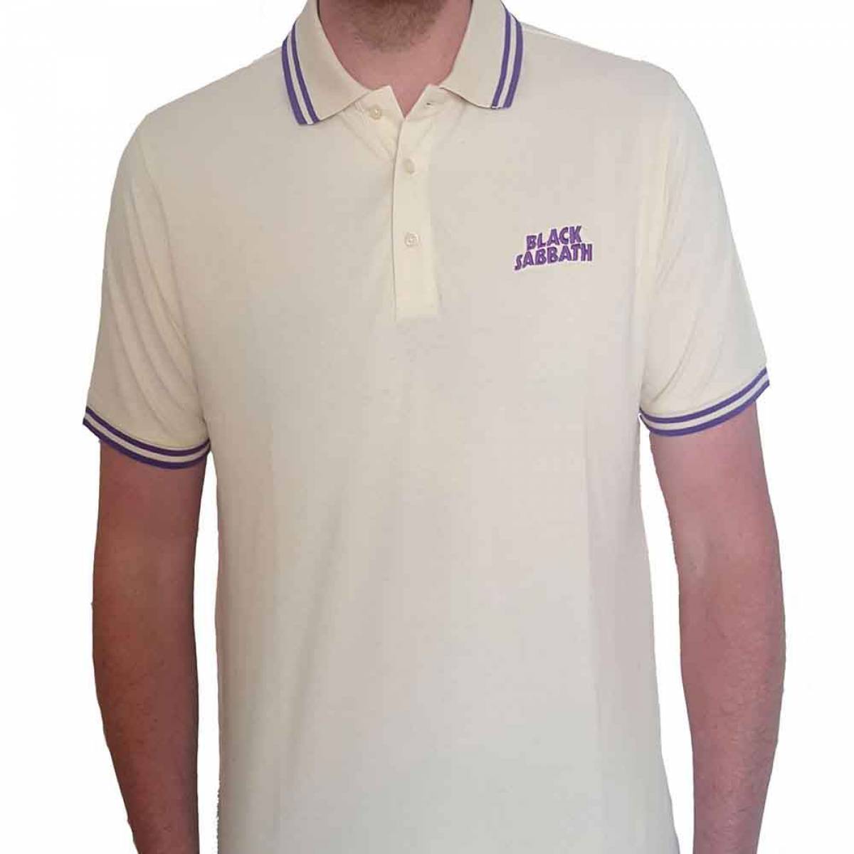 【予約商品】BLACK SABBATH Unisex Polo Shirt: Wavy Logo - NATURAL