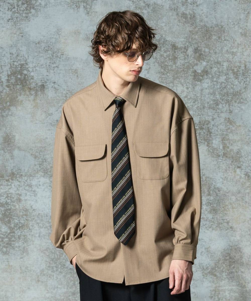 【予約商品】glamb(グラム)GB0325/SH08 : Suit Fabric Work Shirt / スーツファブリックワークシャツ - Beige