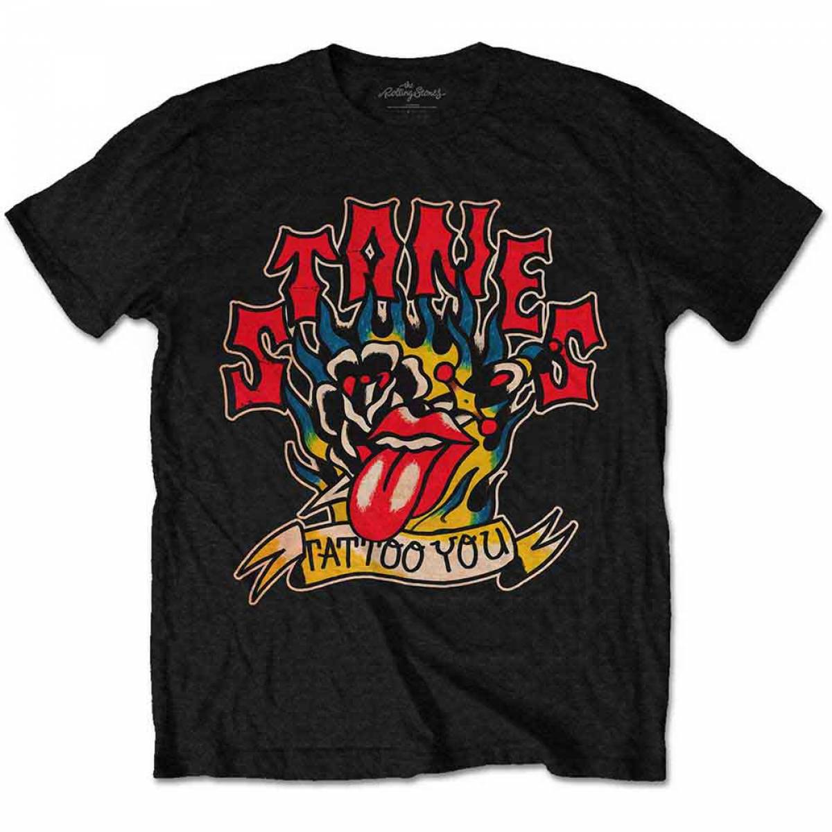 【予約商品】THE ROLLING STONES バンドTシャツ ユニセックス: Tattoo You Blue Flames (Black) - BLACK