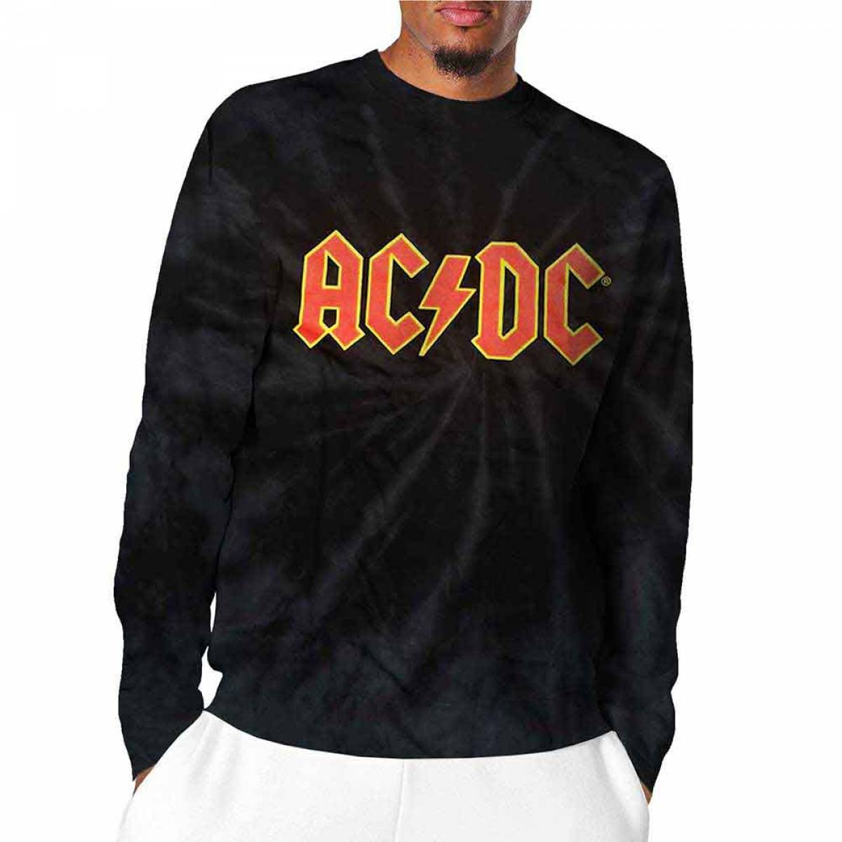 【予約商品】AC/DC Unisex Long Sleeve バンドTシャツ: Logo (Wash Collection) - BLACK