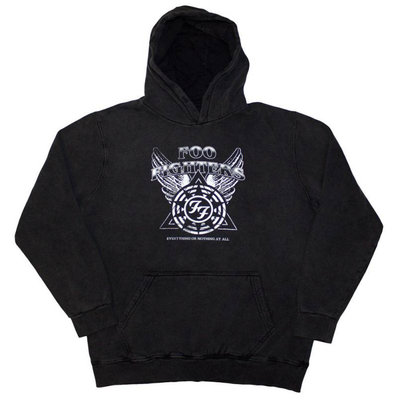 【予約商品】FOO FIGHTERS Unisex Stone Wash Pullover Hoodie: Everything Or Nothing At All Logo (Charcoal Grey) (Wash Collection)