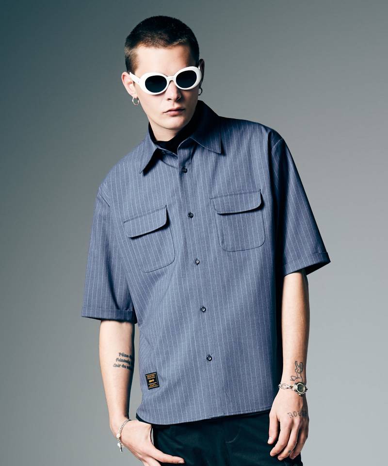 【予約商品】glamb(グラム) Oversize Work Shirt / オーバーサイズワークシャツ - Navy