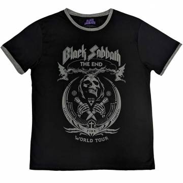 【予約商品】BLACK SABBATH Unisex Ringer バンドTシャツ: The End Mushroom Cloud - BLACK