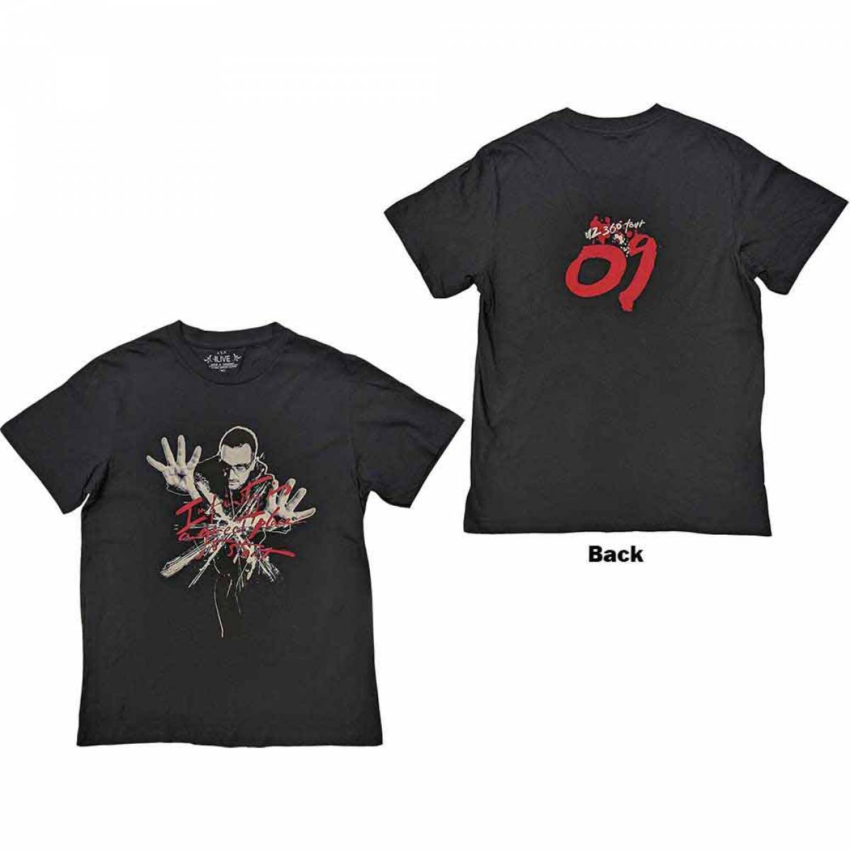 【予約商品】U2 バンドTシャツ ユニセックス: 359 Degree Tour 2009 Infinity (Black) (Back Print & Ex-Tour) - BLACK