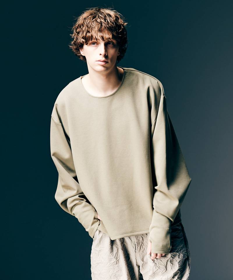 【予約商品】glamb(グラム)Wide Sleeves Smooth Cutsew / ワイドスリーブスムースカットソー - Beige