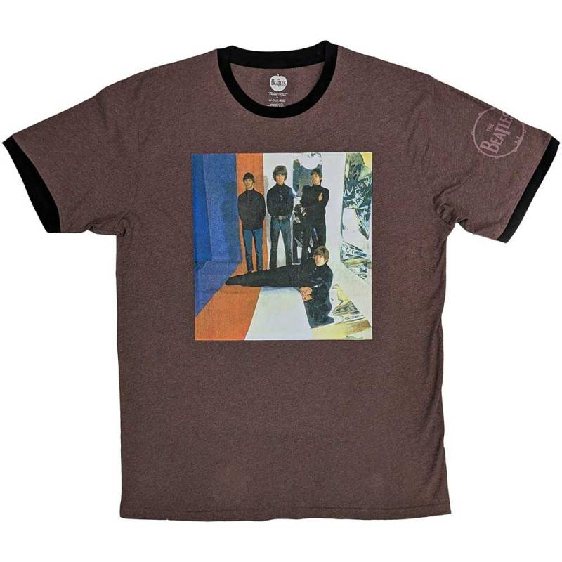 【予約商品】THE BEATLES Unisex Ringer バンドTシャツ: Stripes (Maroon Red)