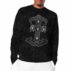 【予約商品】GUNS N' ROSES Unisex Long Sleeve バンドTシャツ: Monochrome Cross (Black) (Wash Collection)