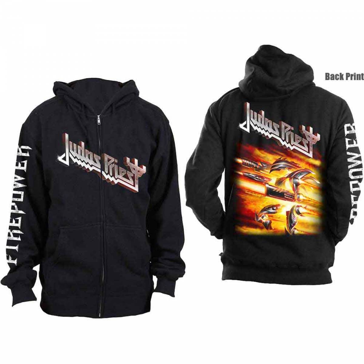 【予約商品】JUDAS PRIEST Unisex Zipped Hoodie: Firepower (Back Print)