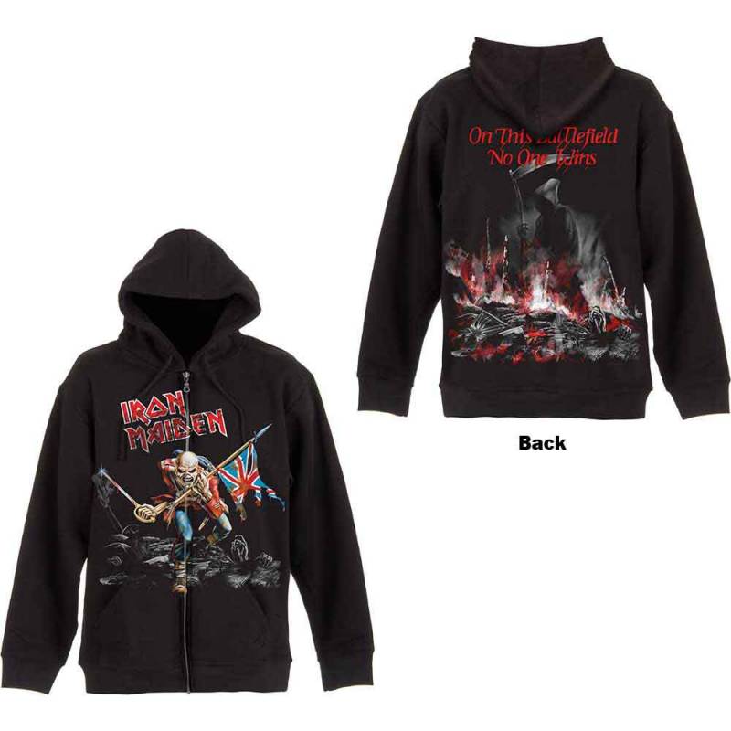 【予約商品】IRON MAIDEN Unisex Zipped Hoodie: Scuffed Trooper (Black) (Back Print)