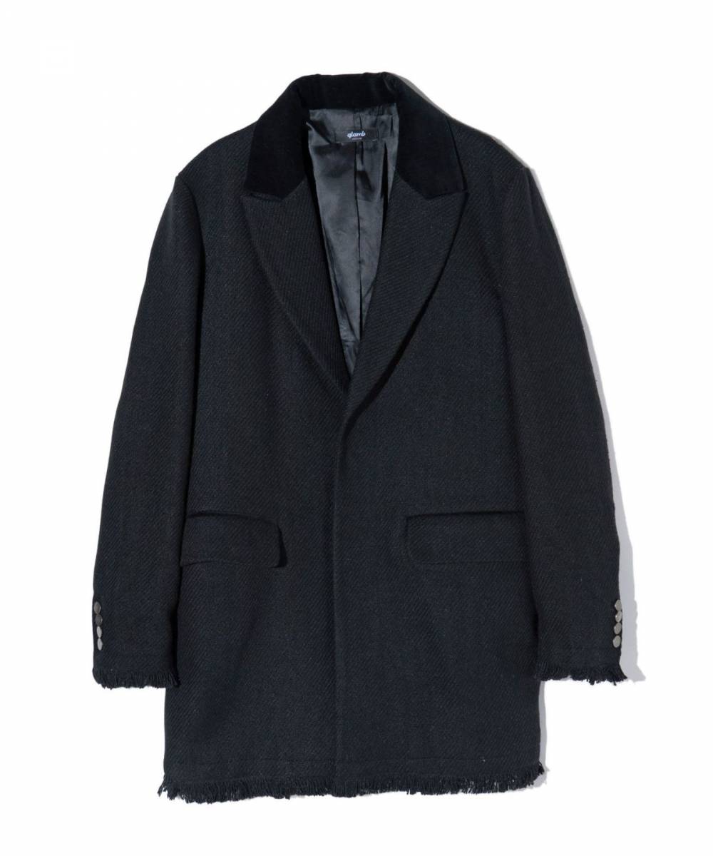 【予約商品】glamb(グラム) GB0424/JKT08 : Cut Off Chester Coat / カットオフチェスターコート - Black