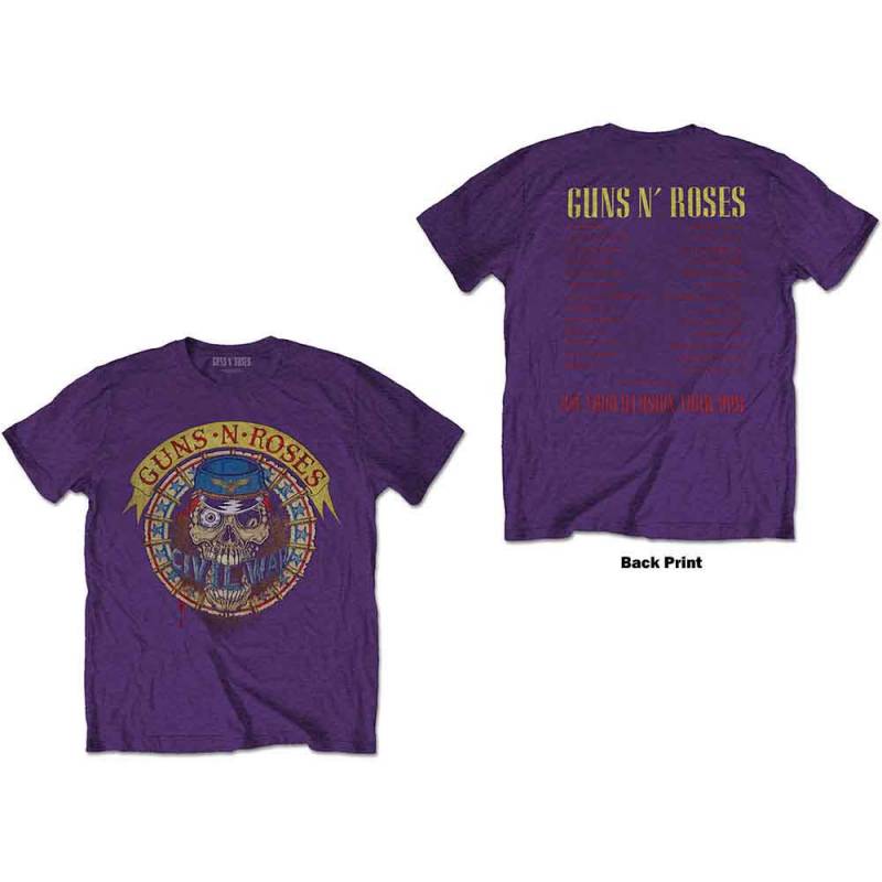 【予約商品】GUNS N' ROSES バンドTシャツ ユニセックス: Skull Circle (Purple) (Back Print)