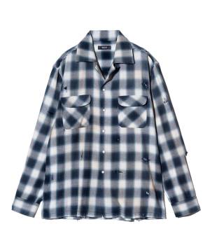 【予約商品】glamb(グラム)GB0125/SH09 : Damage Check Shirt / ダメージチェックシャツ - Blue