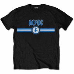 【予約商品】AC/DC バンドTシャツ ユニセックス: Blue Logo & Stripe (Black) - BLACK