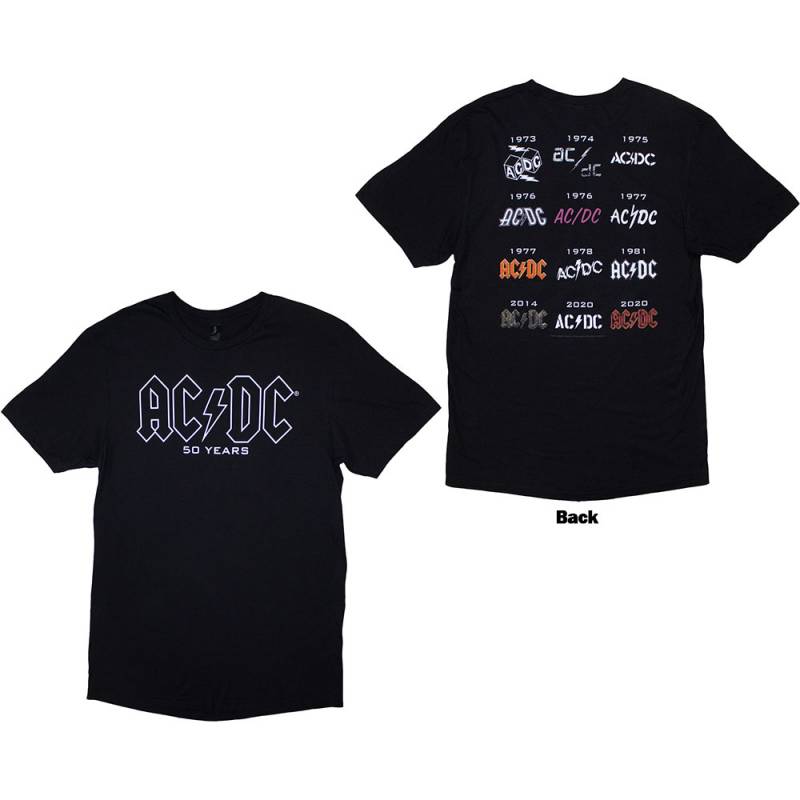 【予約商品】AC/DC バンドTシャツ ユニセックス: History Logo (Black) (Back Print) - BLACK