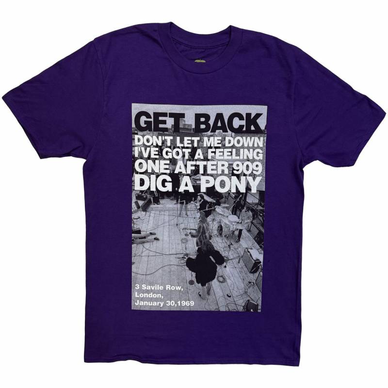 【予約商品】THE BEATLES バンドTシャツ ユニセックス: Rooftop Shot (Purple)