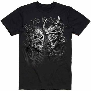 【予約商品】IRON MAIDEN バンドTシャツ ユニセックス: Senjutsu Large Grayscale Heads - BLACK