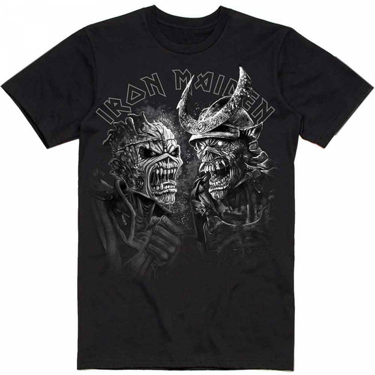 【予約商品】IRON MAIDEN バンドTシャツ ユニセックス: Senjutsu Large Grayscale Heads - BLACK