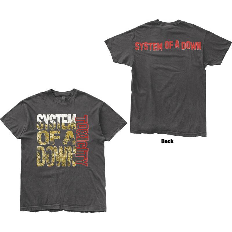【予約商品】SYSTEM OF A DOWN バンドTシャツ ユニセックス: Toxicity Stack (Charcoal Grey) (Back Print)