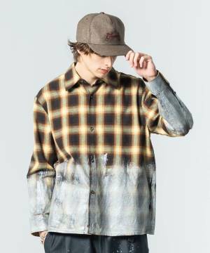 【予約商品】glamb(グラム)GB0225/SH04 : Glitter Check Shirt / グリッターチェックシャツ - Yellow