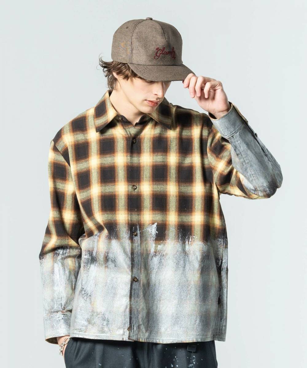 【予約商品】glamb(グラム)GB0225/SH04 : Glitter Check Shirt / グリッターチェックシャツ - Yellow