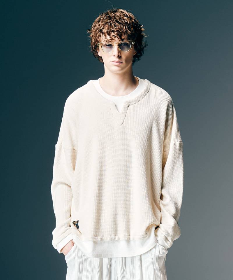 【予約商品】glamb(グラム)Layered Skipper Cutsew / レイヤードスキッパーカットソー - White