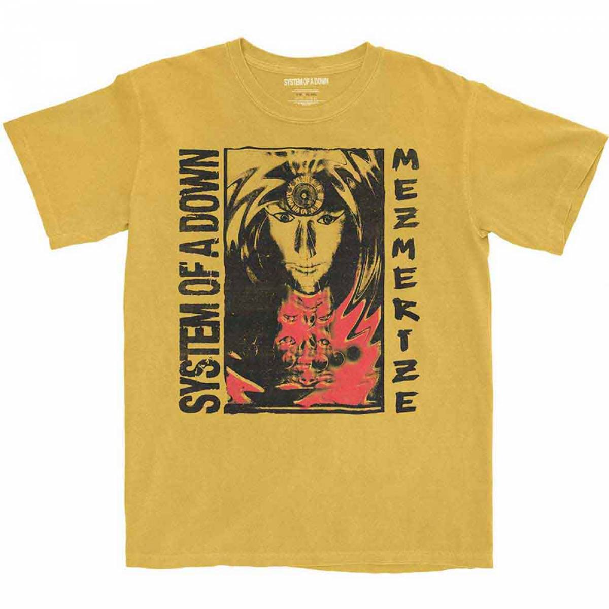 【予約商品】SYSTEM OF A DOWN バンドTシャツ ユニセックス: Reflections (Mustard Yellow Mineral Wash) (Wash Collection) - MUSTARD YELLOW MINERAL WASH