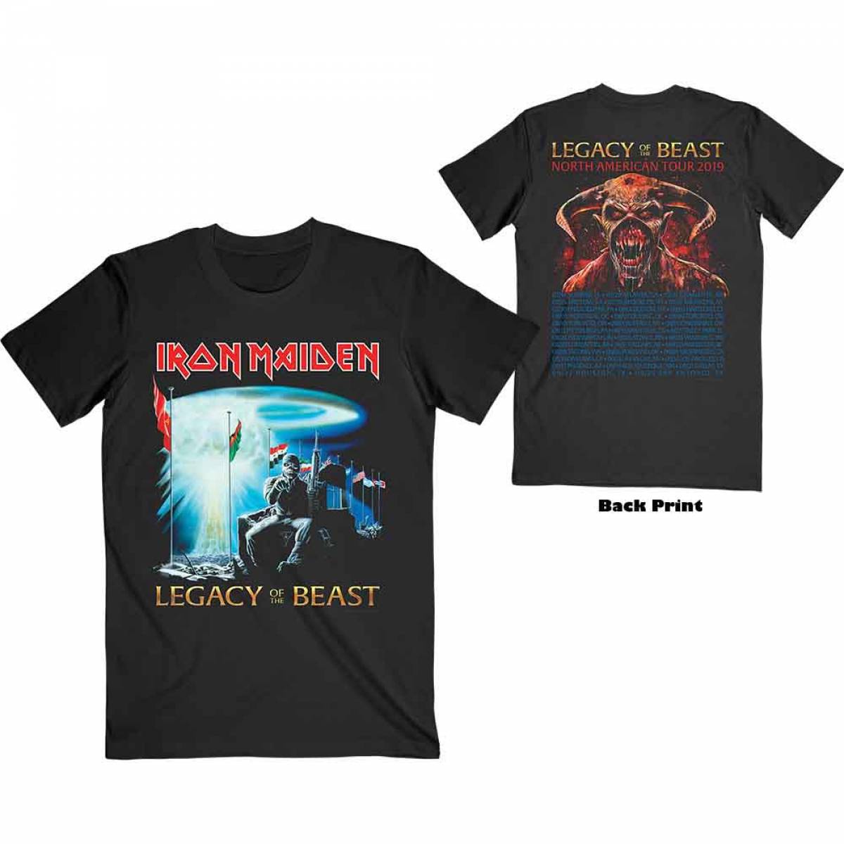 【予約商品】IRON MAIDEN バンドTシャツ ユニセックス: Two Minutes to Midnight (Back Print) - BLACK