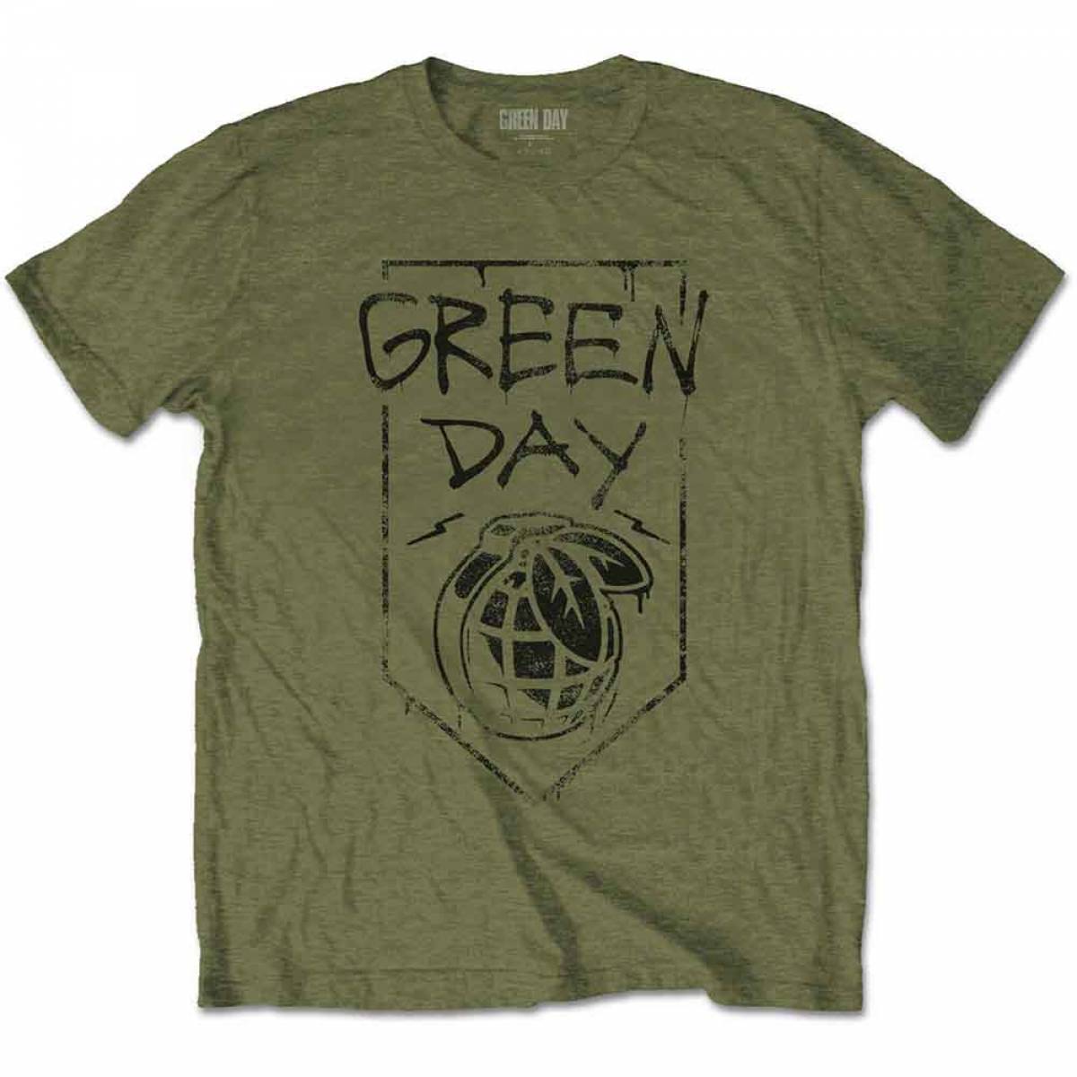 【予約商品】GREEN DAY バンドTシャツ ユニセックス: Organic Grenade - MILITARY GREEN