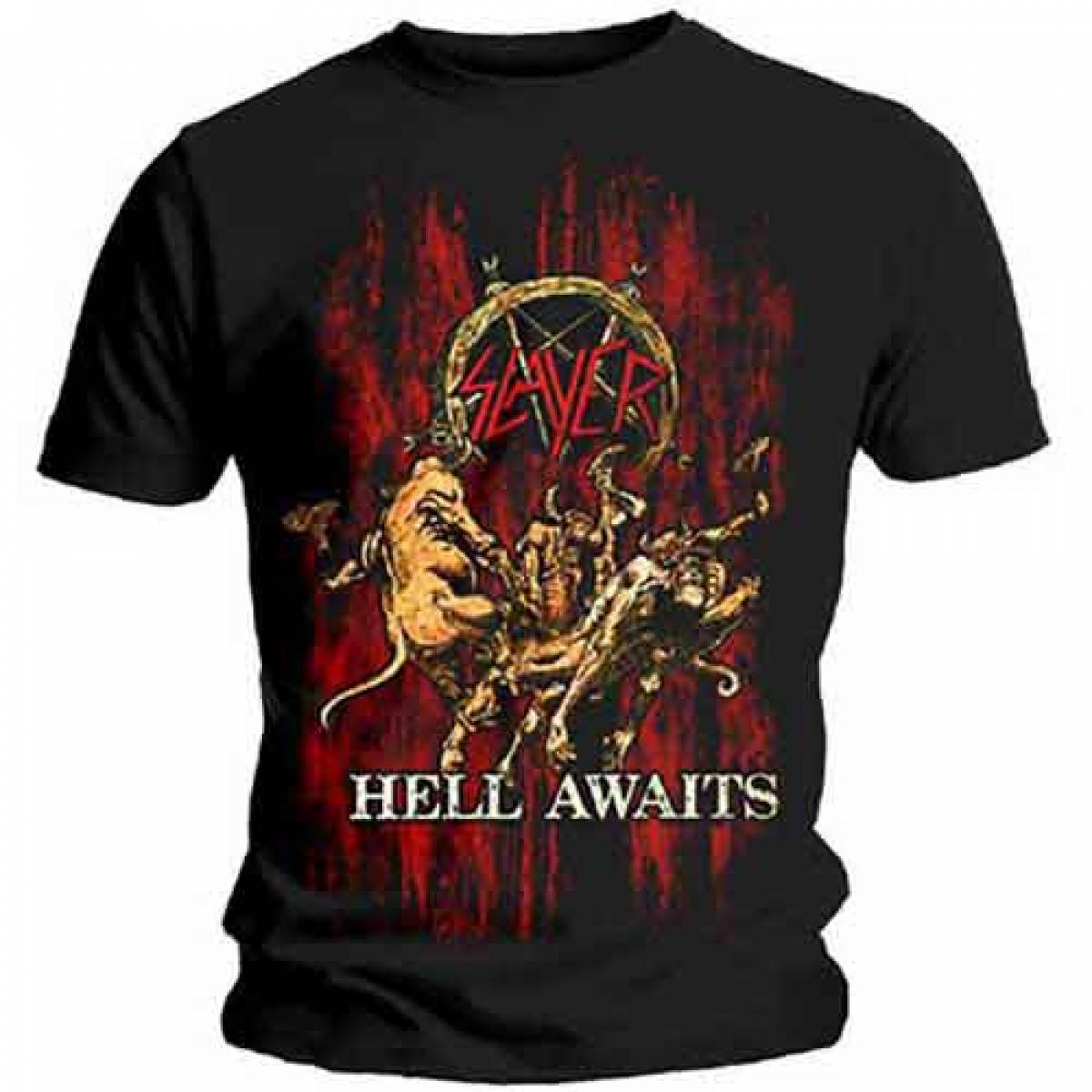 【予約商品】SLAYER バンドTシャツ ユニセックス: Hell Awaits (Black) - BLACK