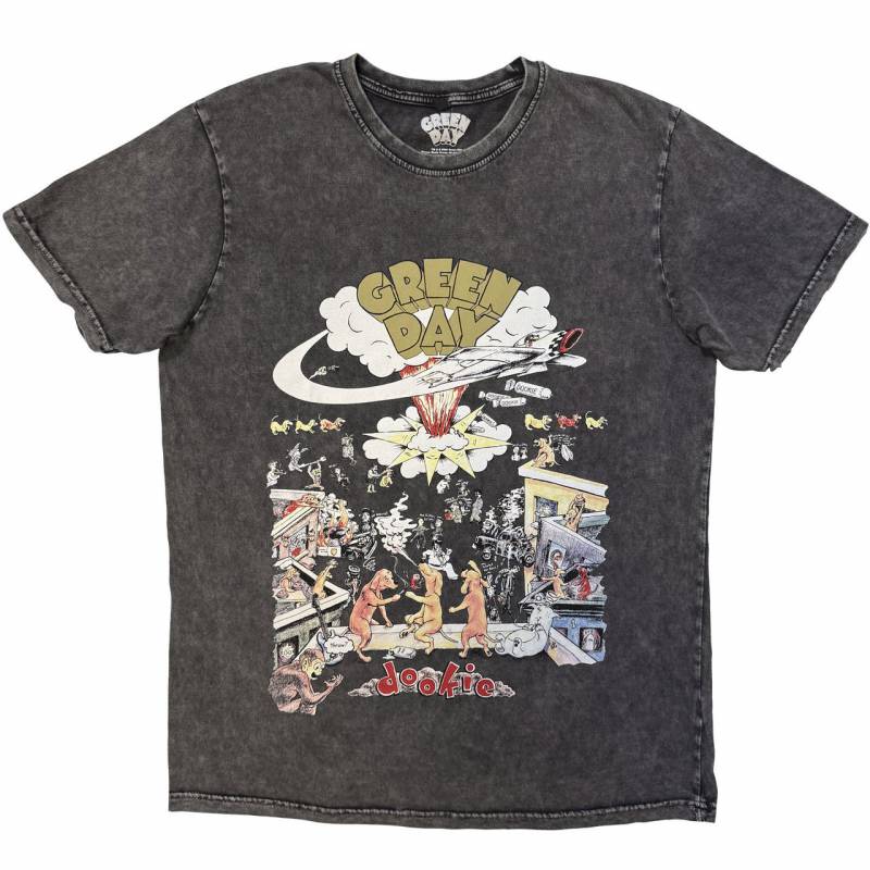 GREEN DAY Unisex Stone Wash バンドTシャツ: 1994 Tour (Charcoal Grey)