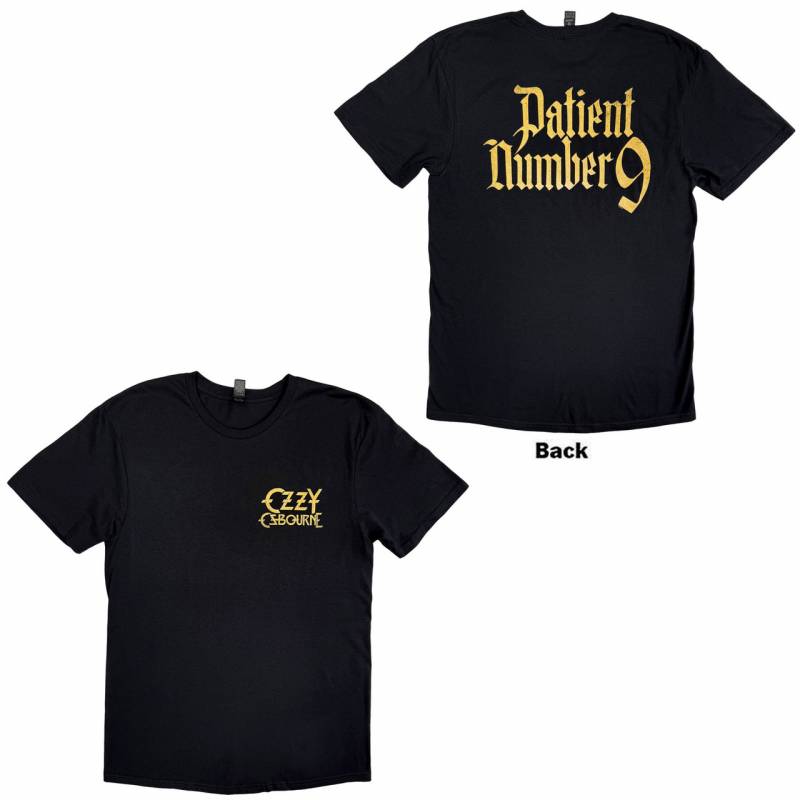 【予約商品】OZZY OSBOURNE バンドTシャツ ユニセックス: Patient No. 9 Gold Logo (Black) (Back Print)