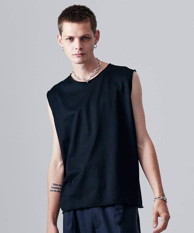 【予約商品】glamb(グラム)Blue Noise Premium Grade Sleeveless T-Shirt / ブルーノイズプレミアムグレードスリーブレスTシャツ - Black