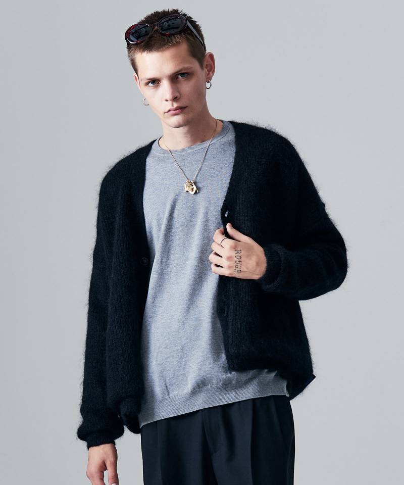 【予約商品】glamb(グラム)Blue Noise Mohair Cardigan / ブルーノイズモヘアカーディガン - Black