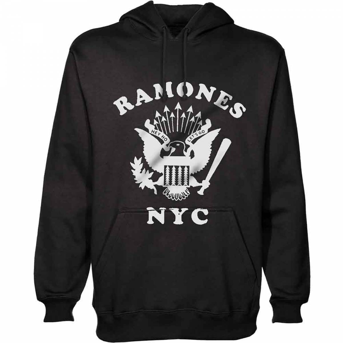 【予約商品】RAMONES Unisex Pullover Hoodie: Retro Eagle New York City (Black) - BLACK