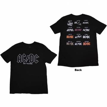 【予約商品】AC/DC バンドTシャツ ユニセックス: Logo History (Black) (Back Print) - BLACK