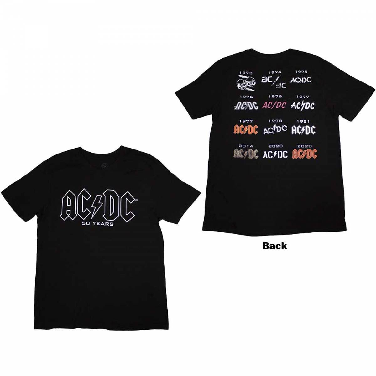 【予約商品】AC/DC ユニセックスTシャツ: Logo History (Back Print)