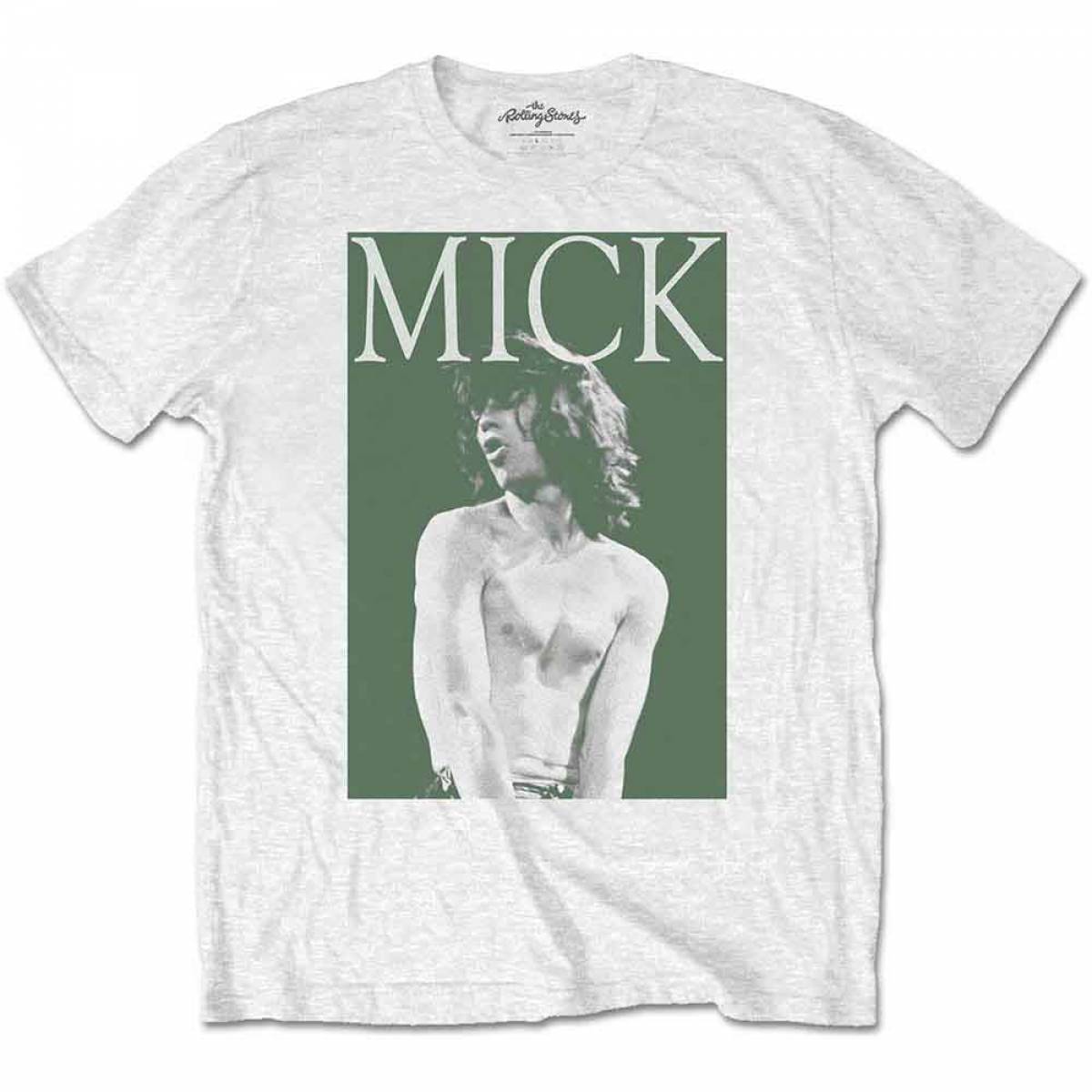 【予約商品】THE ROLLING STONES バンドTシャツ ユニセックス: Mick Photo Version 2 (White) - WHITE