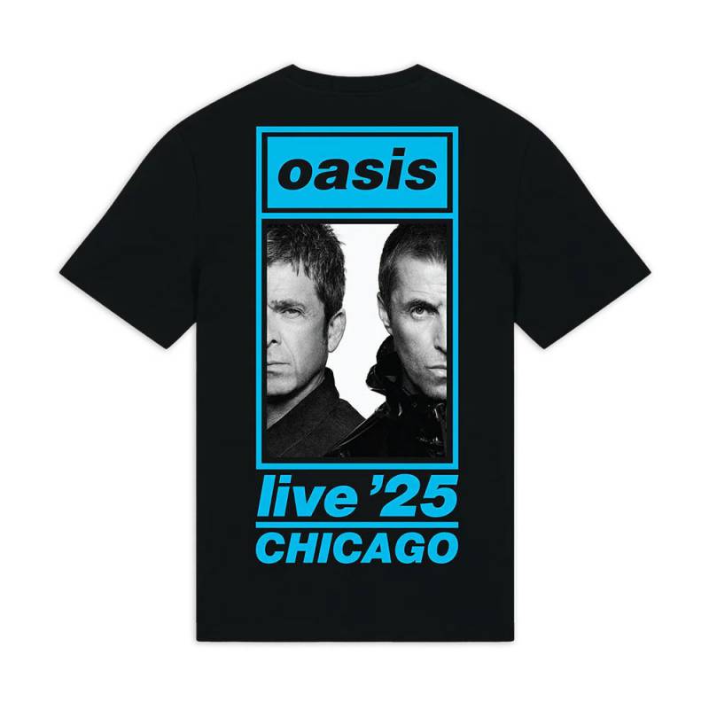 【予約商品】OASIS バンドTシャツ ユニセックス: Chicago Half Faces Fan Store (Black) (Back Print & Ex-Tour)