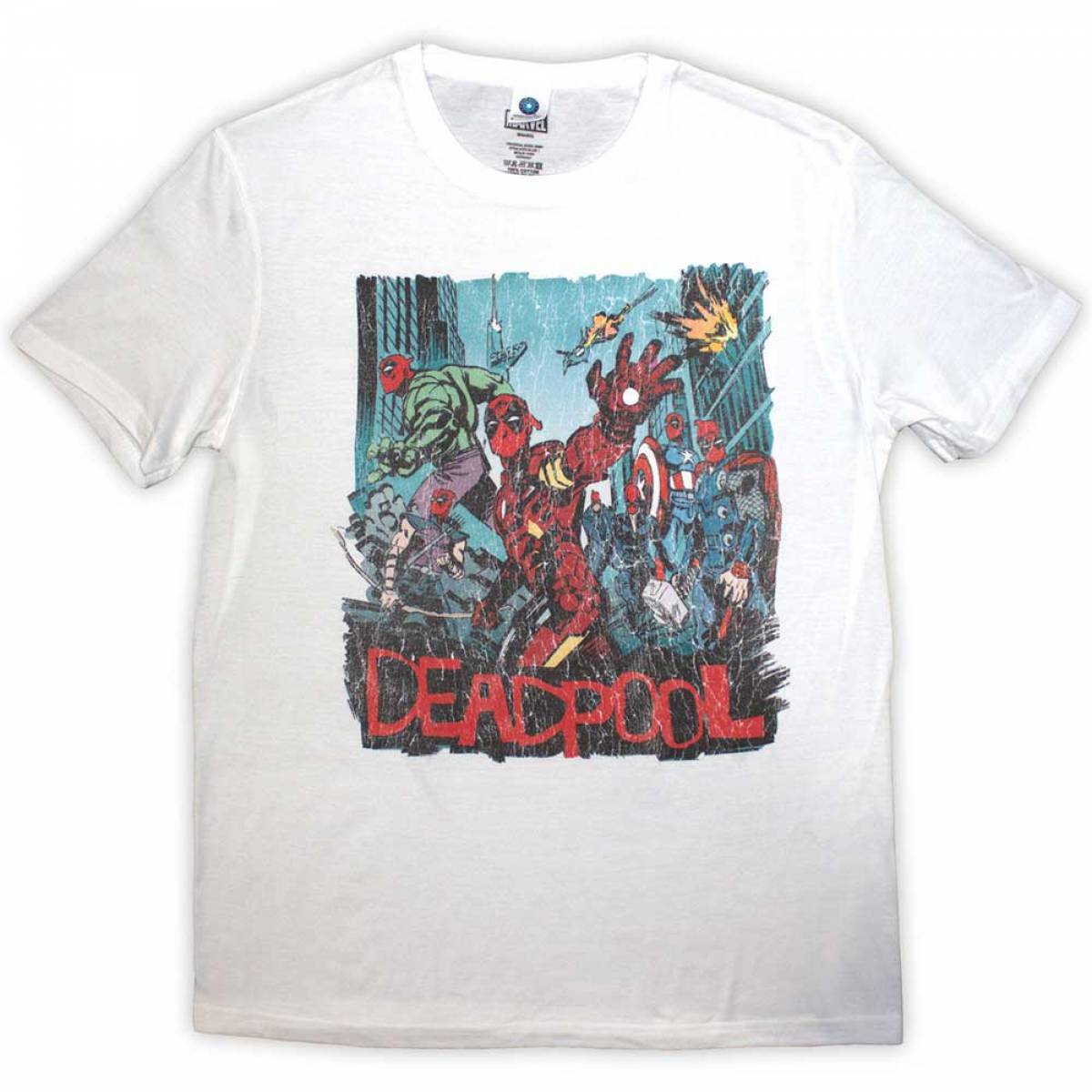 【予約商品】MARVEL COMICS ユニセックスTシャツ: Deadpool Hero Scene Vintage
